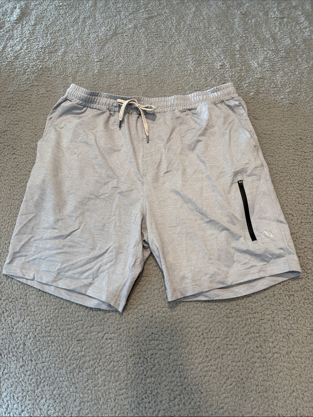 Vuori Sunday performance short Heather Gray Athletic Shorts with Zip Pocket XL